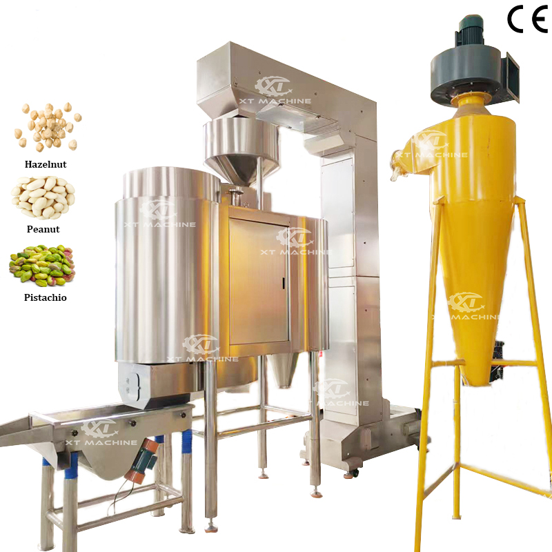 Customizable 500kg/h Stainless Steel 304 PLC Controlled Air Peanut Blanching & Pistachio Peeling Machine