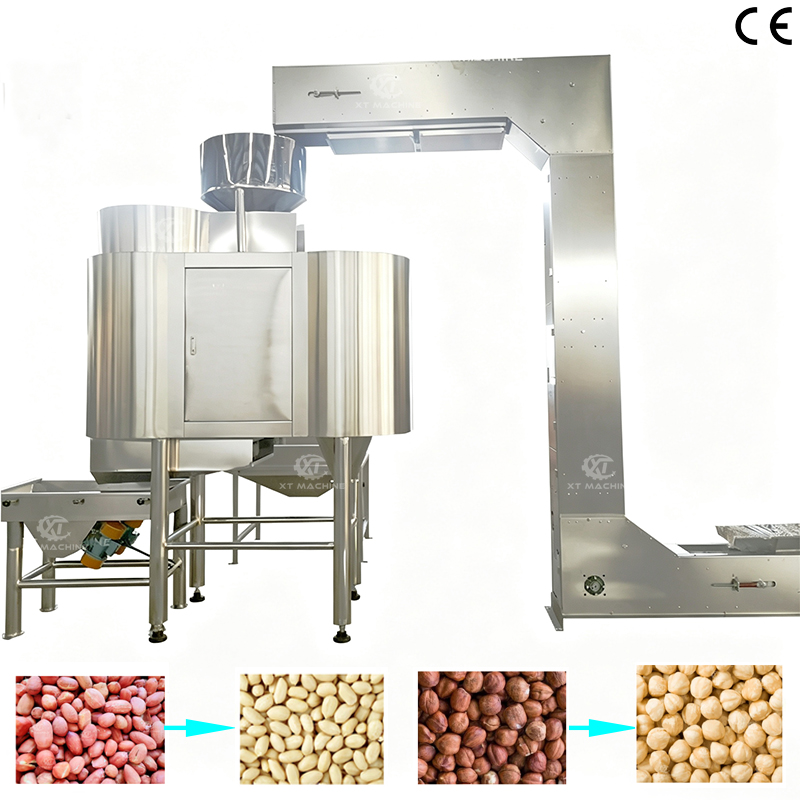 Red Skin Peanut Blanching Machine, Hazelnut Peeler with Loading and Discharging System