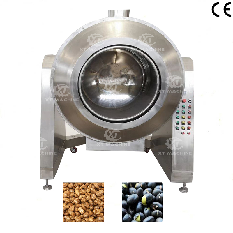 Large Capacity 70kg/batch Stainless Steel Sugar Coating Gas Heating Machine PLC Drum Roasting Machine