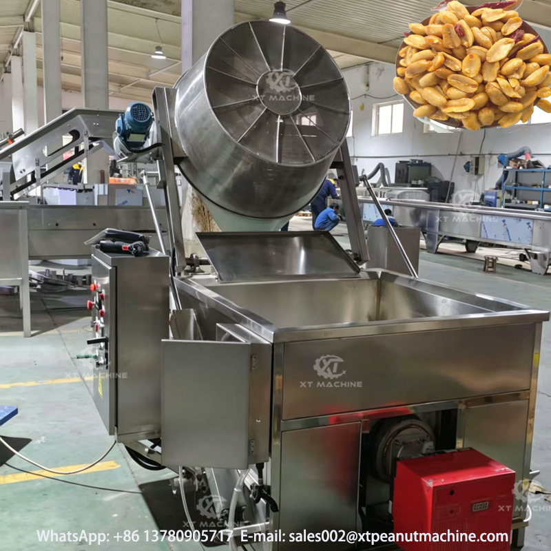 Semi-Automatic Gas Fryer for Peanuts Snacks Corn Chips and Beans for Food Processing Plants